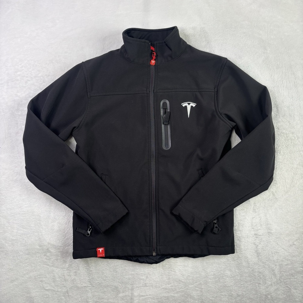 Tesla Motors Black Full Zip Long Sleeve Jacket Men's XS Polyester Spandex